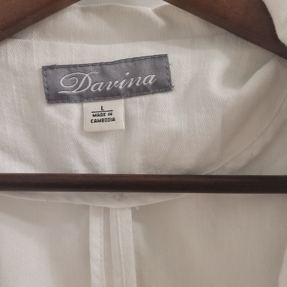 Darvina Cute White Shapely Feminine Cottage Picket Fence Jean Jacket Size Large - Picture 3 of 11